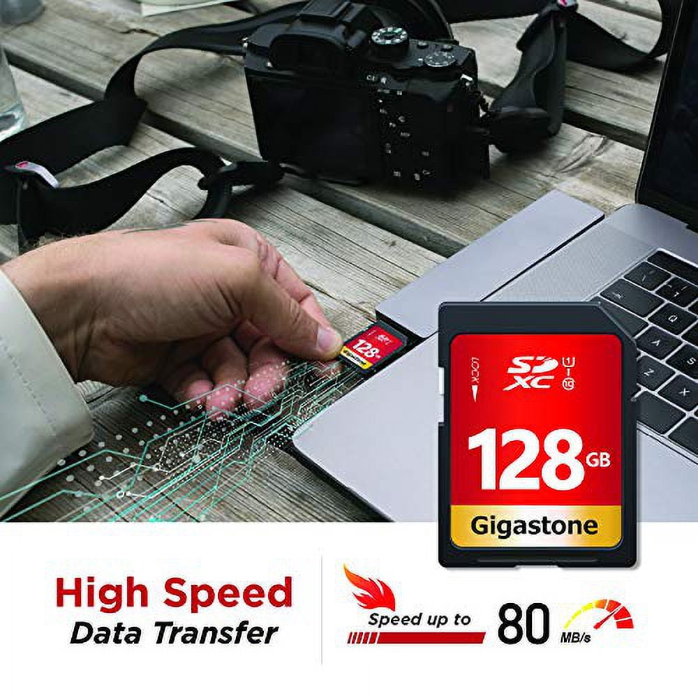 Gigastone 128GB SDXC Card Class 10 UHS-I U1 Up to 80MB/s Memory Card