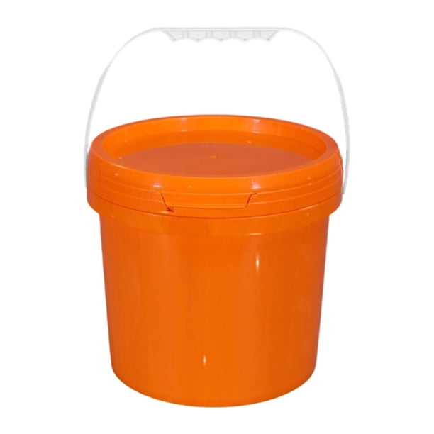 Cubo de pintura, cubo de pintura de 5 l, cubo de agua multiusos vacío, cubo de almacenamiento con tapa Naranja