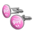 thumbnail image 1 of Team Girl Baby Pink Footprints Round Cufflink Set Silver Color, 1 of 5