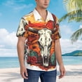 thumbnail image 2 of Lsque Western Desert Cactus Ram Skull pattern Hawaiian Shirt for Men, Unisex Summer Beach Casual Short Sleeve Button Down Shirts-3X-Large, 2 of 9
