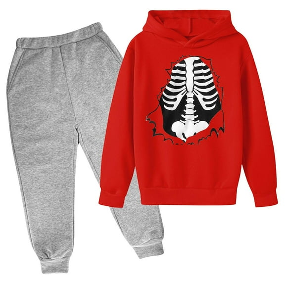 Boys' Sweatsuit Set Athletic Skeleton Fleece Hoodie Sweatshirt and Active Jogger Sweatpants Clothes For 2 Year Old Boys