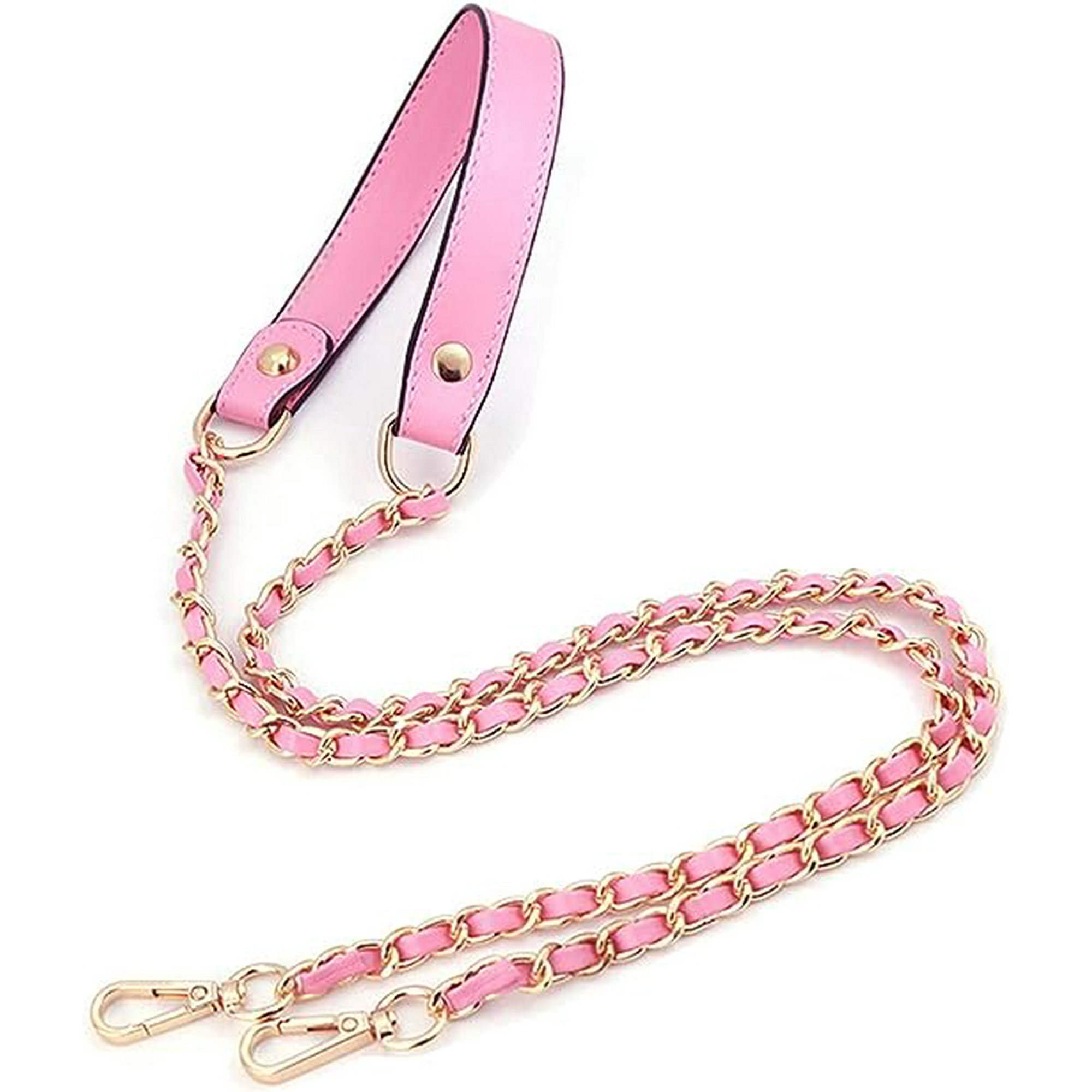 1pc Handbag Chain 120cm Bag Replacement Chain with Buckles Metal Purse Chain PU Leather Chain Strap for Handbags Shoulder Bags Pink Walmart