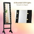 thumbnail image 4 of CZMJY Standing Jewelry Armoire with 18 LED Lights Around the Door, Large Storage Mirrored Jewelry Cabinet with Full Length Mirror, 16 Lipstick Holders, 1 Inside Makeup Mirror, Black, 4 of 8