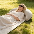 thumbnail image 4 of Inflatable Outdoor Beach Lounger Mat with Pillow, PVC Waterproof Sunbathing Picnic Mat, 160 x 70 cm, Foldable Portable, 1 Pack, Gray, 4 of 6