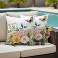 thumbnail image 4 of Spring Floral Outdoor Waterproof Pillow Covers, Pink Summer Botanical Butterfly Pastoral Decorative Square Throw Pillowcase Sofa Cushion Sham for Patio/Couch/Chair, 26"x26" 2 Pack, 4 of 8