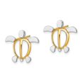 thumbnail image 2 of Diamond2Deal 14k Yellow Gold with Rhodium Sea Turtle Post Earrings for Women (L- 0.61 in, W-0.66 in), 2 of 4