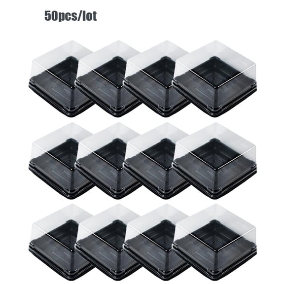 YIEMEEN 50 Pieces Clear Plastic Containers Square Shape Beautiful Appearance Clearly Visible Design for Cheese Pastry Dessert