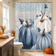 thumbnail image 6 of Navy Blue Pumpkin Fall Shower Curtains for Bathroom, Thanksgiving Botanical Wooden Leaves Waterproof Fabric Shower Curtain, Decorative Bathroom Curtain for Bathtub, 36"x72", No Hooks Included, 6 of 9