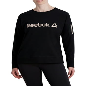 Reebok Women's Level up Crewneck Sweatshirt with Woven Zippered Arm Pocket