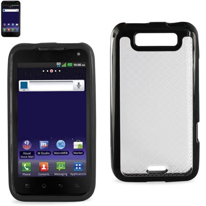 Reiko Hybrid Gummy TPU Slim Protective Case Cover Skin for LG Viper LTE, Black