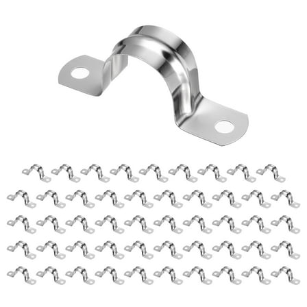 Uxcell 50pcs 1-Inch 25mm Conduit Clamps M25 U Tube Pipe Clamp Stainless Steel Rigid Pipe Strap Bracket