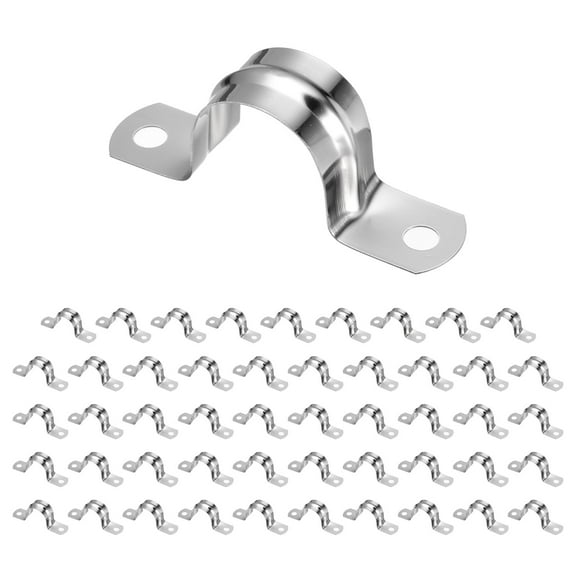 Uxcell 50pcs 1-Inch 25mm Conduit Clamps M25 U Tube Pipe Clamp Stainless Steel Rigid Pipe Strap Bracket