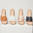 thumbnail image 6 of Women's Braided Flat Slide Sandals - Round Toe Cover Strap Detail, Easy Slip-On Rubber Sole Summer Shoes, 6 of 6