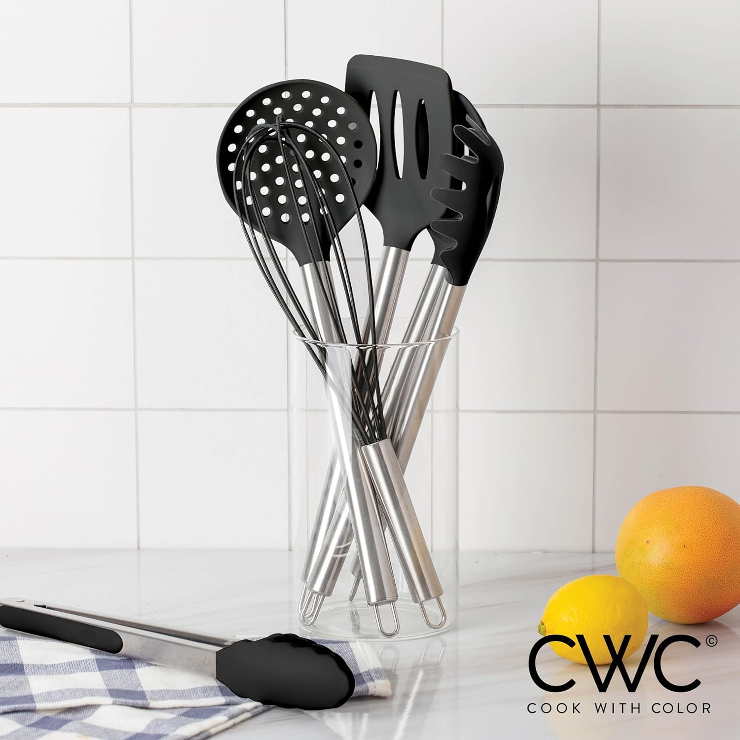 COOK WITH COLOR 10-Pc Cooking Utensils Set Kitchen Gadgets & Essentials, Black