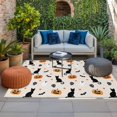 thumbnail image 2 of Halloween Ghost Outdoor Rug for Patio/Deck/Porch, Non-Slip Large Area Rug 4 x 6 Ft, Beige Orange Pumpkin Cat Stars Bat Indoor Outdoor Rugs Washable Area Rugs, Reversible Camping Rug Carpet Runner, 2 of 8