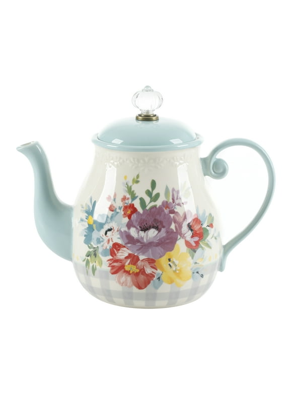 The Pioneer Woman Sweet Romance Blossom White 1.48-Quart Tea Pot