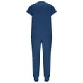 thumbnail image 6 of Pxxlle Scrubs for Women Set Jogger Pants and V Neck Short Sleeve Scrub Tops Solid Color Nursing Uniform with Pockets Navy L, 6 of 10