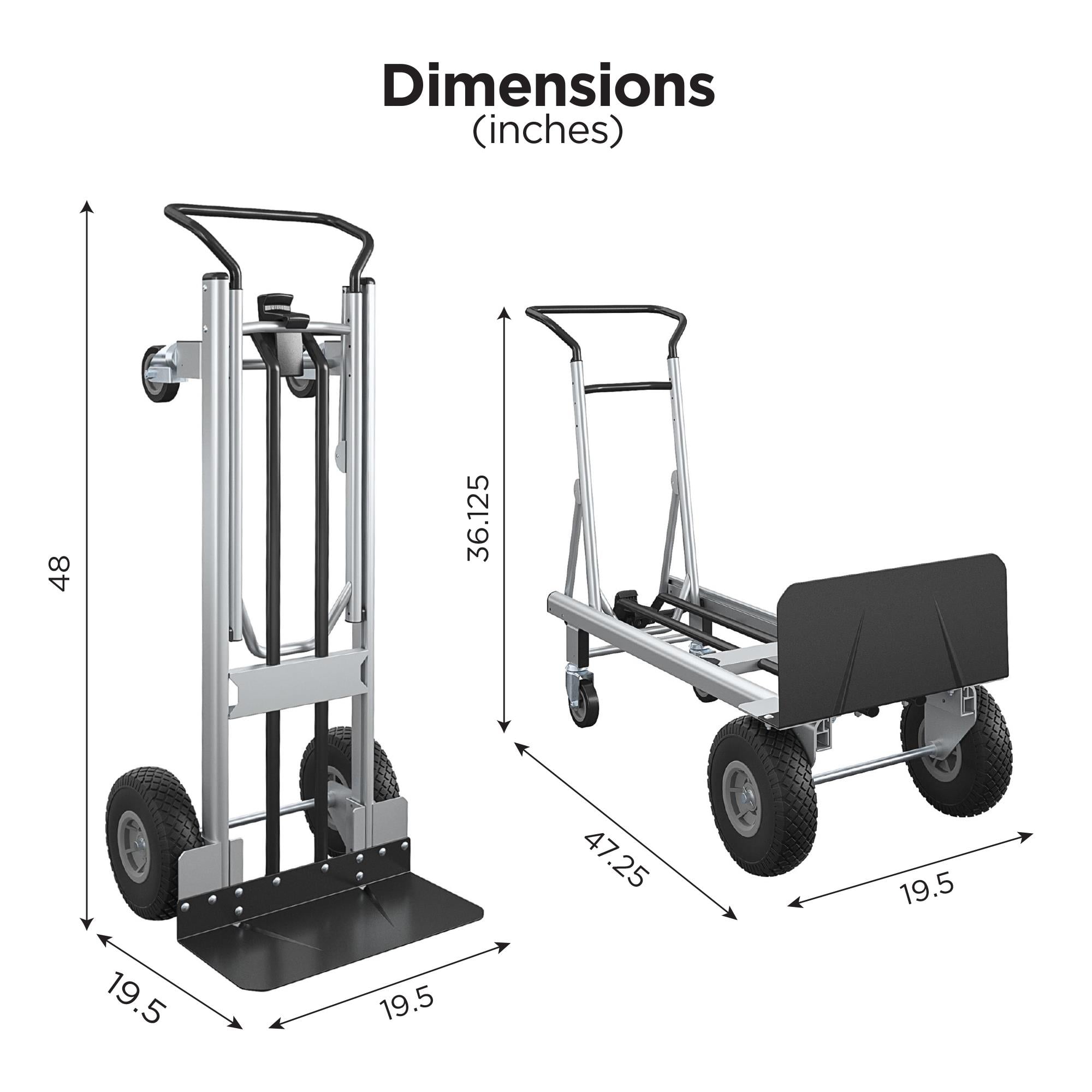 COSCO Commerical 2-in-1 Hybrid Hand Truck, Aluminum and Steel Frame, Silver/Black