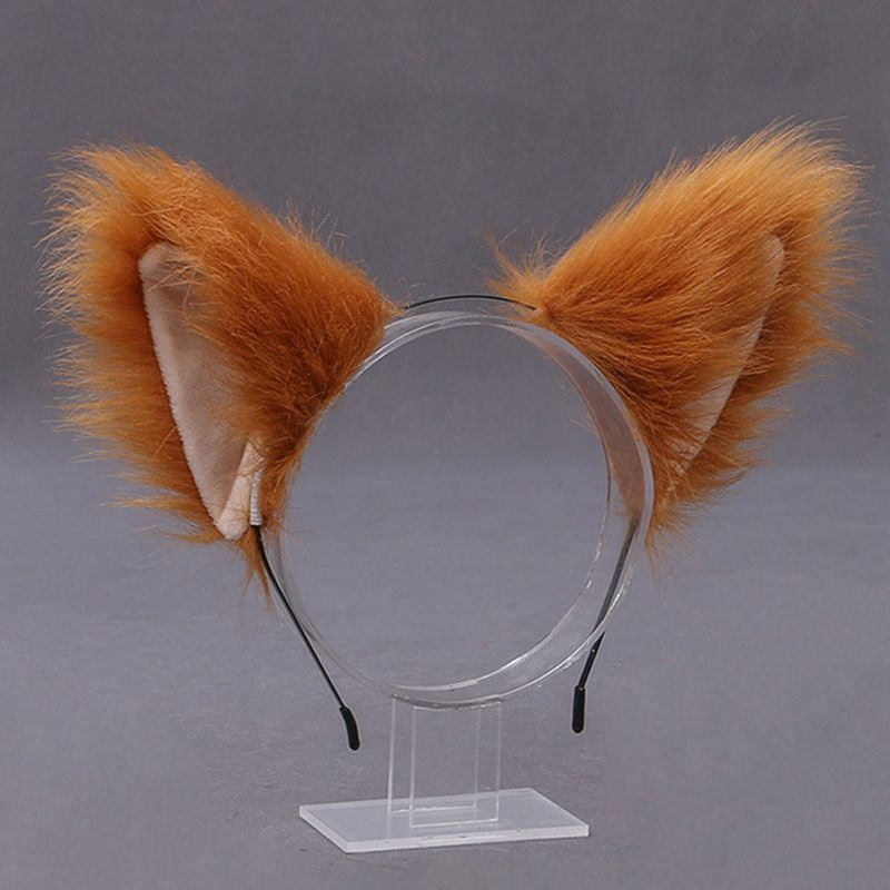 Trendy Red Fur Cat Ears Headband For Fancy Dress Costume Party 