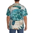thumbnail image 5 of Vsdgher Watercolor Sea Turtle Print Men's Wrinkle Free Untucked Cuban Shirt Business Casual Button Down Shirts Short Sleeve Shirt, 5 of 7