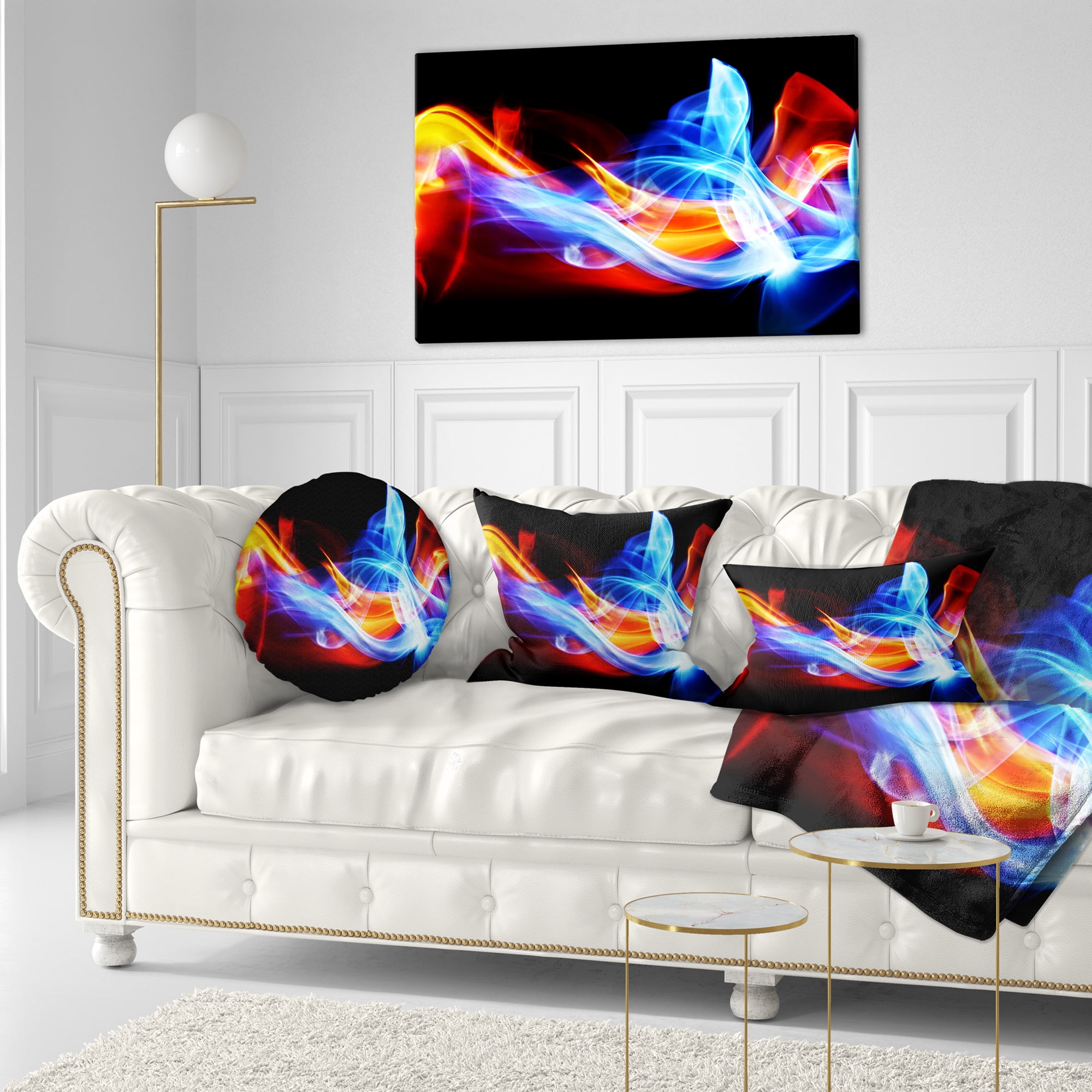 Designart Fire and Ice - Abstract Throw Pillow - 12x20
