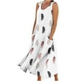 thumbnail image 2 of Aboser Summer Boho Sundresses for Juniors Cotton Linen Maxi Dress Trendy Printed Casual Tank Dresses Crew Neck Beach Dress with Pockets, 2 of 5