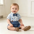 thumbnail image 7 of Mifsaly Baby Boys 2 Piece Gentleman Outfit Set Polka Dot Button Down Shirts and Shorts with Suspender Newborn formal Suit for Baptism Birthday Party Photo Shoot, 7 of 7
