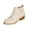 White, variant on Womens V Cut Collar Embossed Ankle Chelsea Boots, Side Metal Buckle Low Stack Block Heel Faux Leather Short Booties White 5.5(36)