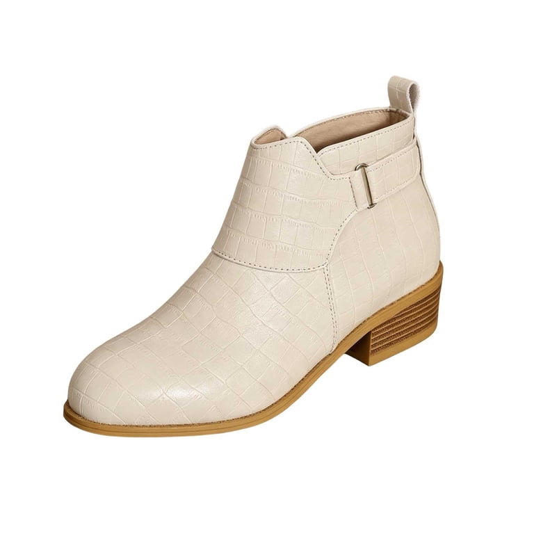 women's winter white dress boots Women Casual Ankle Thick Mid Heel Fashion Comfortable Soft Shoes for Daily Wear Outdoor Indoor Stylish Boots for Jeans Dresses Skirts a chunky lugged outsole Size 20 Ladies - Blue/Floral Smocked US Size:Normal Size