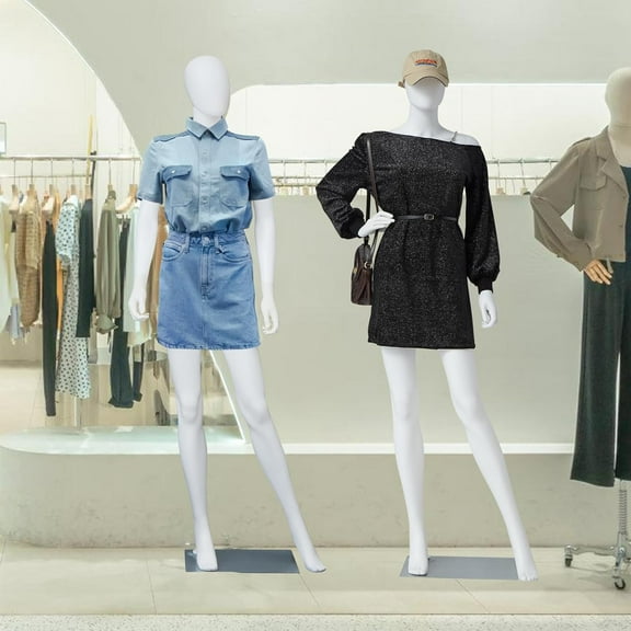 Kinbor 6Ft Female Mannequin Dress Form Display - Manikin Torso Stand Realistic Full Body Mannequin Set with Stand for Clothing Shops, Clothing Design(White)