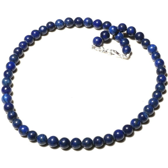 Tibetan Silver  Genuine Lapis Lazuli Necklace for Women, 18" Strand with 8mm Beads, Handmade in 925 Sterling Silver, Tibetan Silver Fashion Jewelry