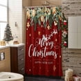thumbnail image 3 of Merry Christmas Bathroom Shower Curtain Xmas Gold Ball Bell Star Berry Bowknot Green Leaf Red Waterproof Washable Shower Curtains for Bathtub Bath Decor with Grommets and Hook 54 X 78 Inch, 3 of 8