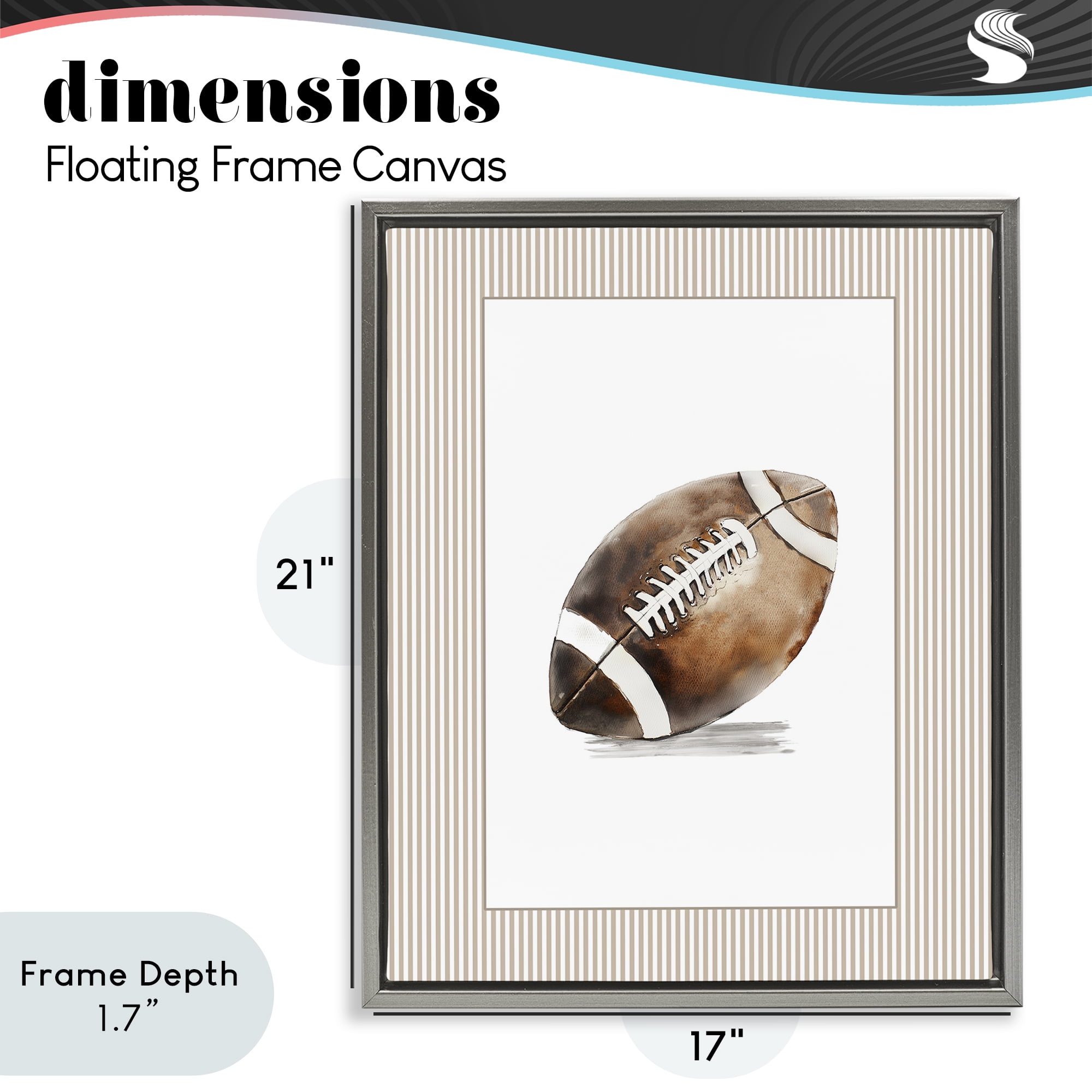 Stupell Industries Vintage Sports Football Gray Framed Floater Canvas Wall Art, design by Christine Simpson Art