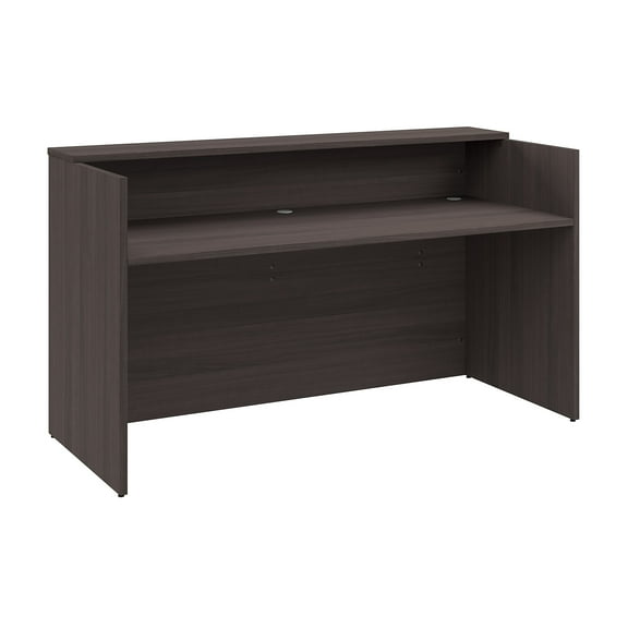 Arrive 72W x 30D Reception Desk with Shelf in Storm Gray - Engineered Wood