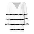 thumbnail image 4 of hxobax Womens Striped T Shirts Plus Size 3/4 Sleeve V Neck Tunic Tops Summer Trendy Basic Tee Blouse, 4 of 5