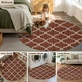 thumbnail image 5 of Round Rugs 3.3Ft, Brown Moroccan Round Area Rug Washable Indoor Throw Carpet, Morocco Abstract Quatrefoil Geometric Soft Non Slip Circle Rug for Laundry Room Patio Home Decor Aesthetic, 5 of 8