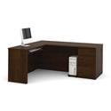 Bestar Prestige L-shaped Workstation - Bestar Prestige L-Shaped Workstation with Single Pedestal - Chocolate
