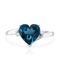 thumbnail image 4 of Rosec Jewels London Blue Topaz Heart Engagement Ring with Diamond - 2 Ct - December Birthstone - AAA Grade - with Jewelry Box, 14K White Gold, US 5.00, 4 of 8