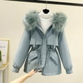thumbnail image 4 of Hvyesh Womens Winter Coats Warm Heavy Thickened Puffer Jackets Trendy Drawstring Windproof Outerwear Cozy Padded Jacket With Faux Fur Hood, 4 of 4