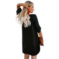 thumbnail image 3 of Women's White/Black/Red/Green V Neck Button Front Roll up Tab Sleeve Dress, 3 of 3