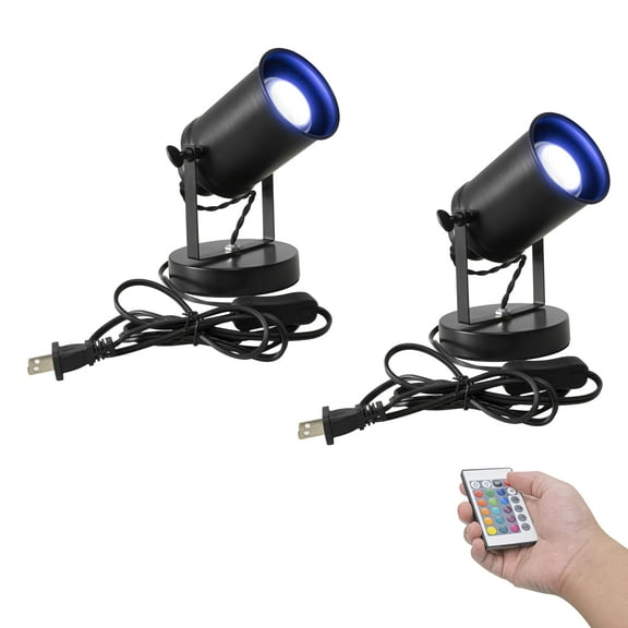 Kiven Dimmable Uplighting Indoor Floor Can Light,2 Pack Up Lights Indoor with Remote Control, Adjustable Light Beam,180°Rotatable,7W Uplights Floor Spot Lights for Home Accent Lighting