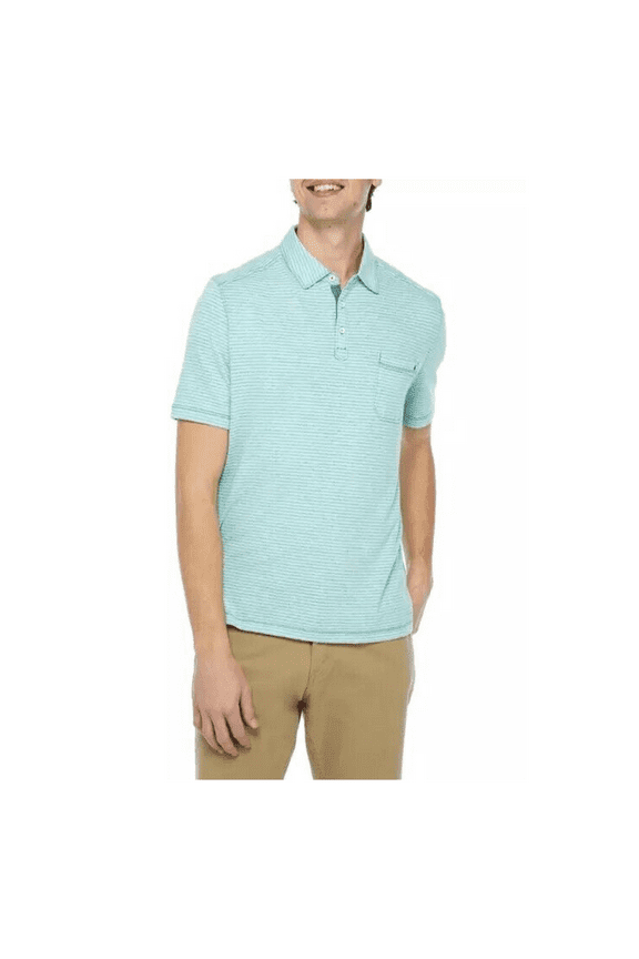 Men's Sand Harbor Stripe Polo Shirt, Short Sleeve, Azul, XL