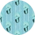thumbnail image 1 of Ahgly Company Machine Washable Indoor Round Transitional Tron Blue Area Rugs, 6' Round, 1 of 7