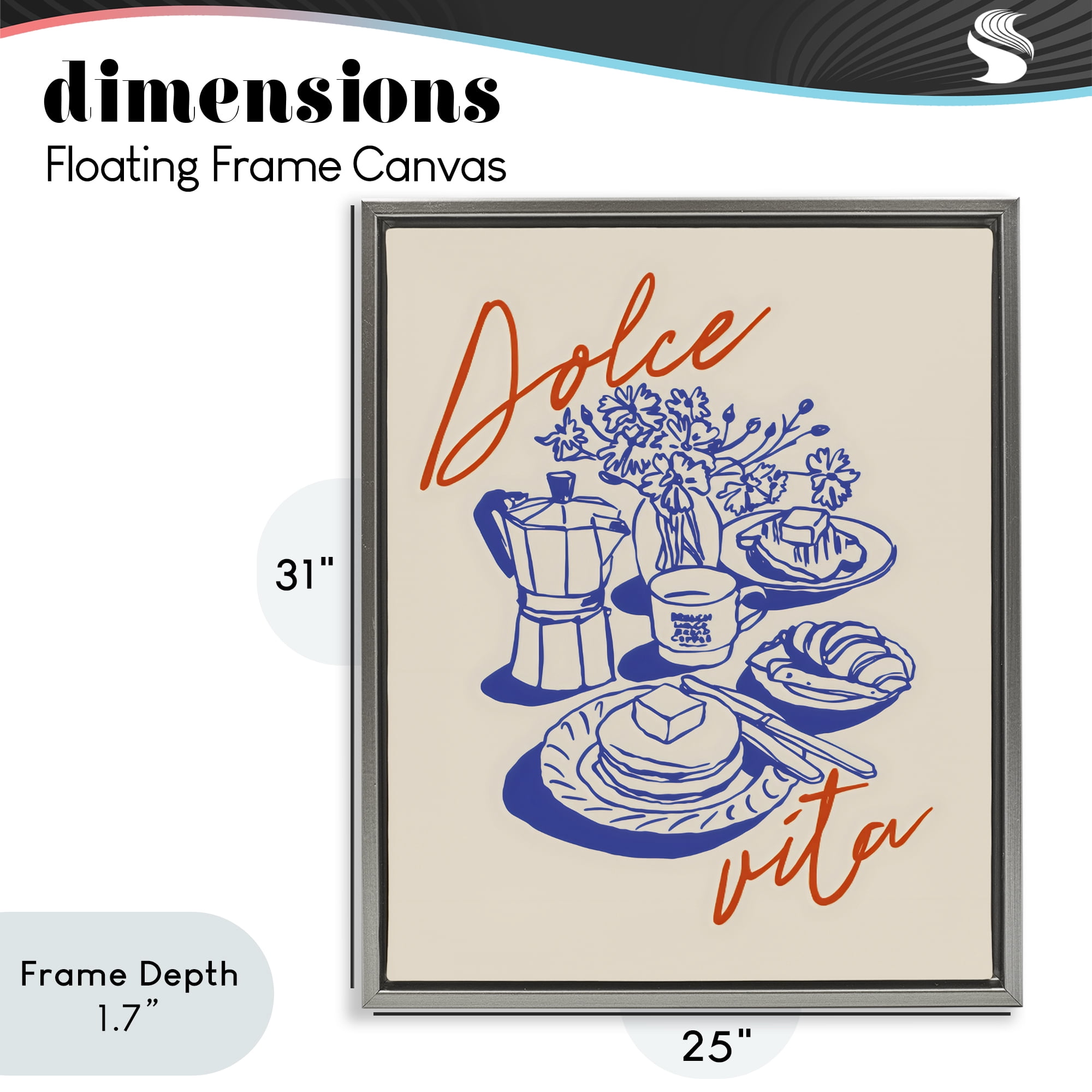 Stupell Industries Retro Breakfast Morning Spread Gray Framed Floater Canvas Wall Art, design by The Prints Vibe