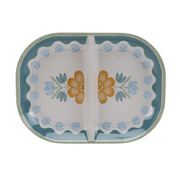 Better Homes and Gardens Bamboo Melamine Floral Divided Serving Tray