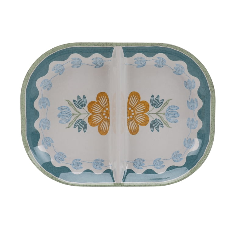 Better Homes & Gardens Floral Green Divided Serving Tray photo 1