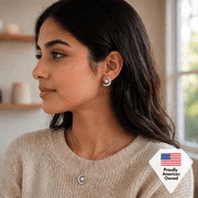 Cate & Chloe Luna April Birthstone 18k White Gold Plated Women Stud Earrings, Swarovski Crystals