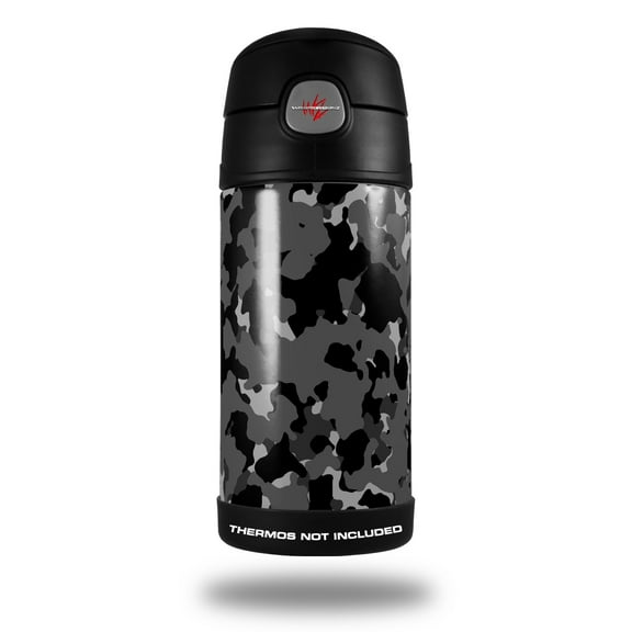 skin decal wrap for thermos funtainer 12oz bottle wraptorcamo old school camouflage camo black (bottle not included) by wraptorskinz