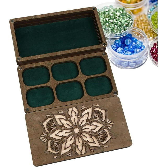 Jewelry Bead Board – Wooden Sorting Tray With Lid, Magnetic Needle Holder, Craft Organizer | Perfect For Bead Storage, Arts And Crafts, DIY Jewelry Making, Workspacee, Hobby Supplies