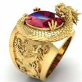 thumbnail image 5 of HOOUN 925 Silver Gold Rings Red Cubic Zirconia Men Women Wedding Party Jewelry Gifts-7-Gold&Dragon, 5 of 5